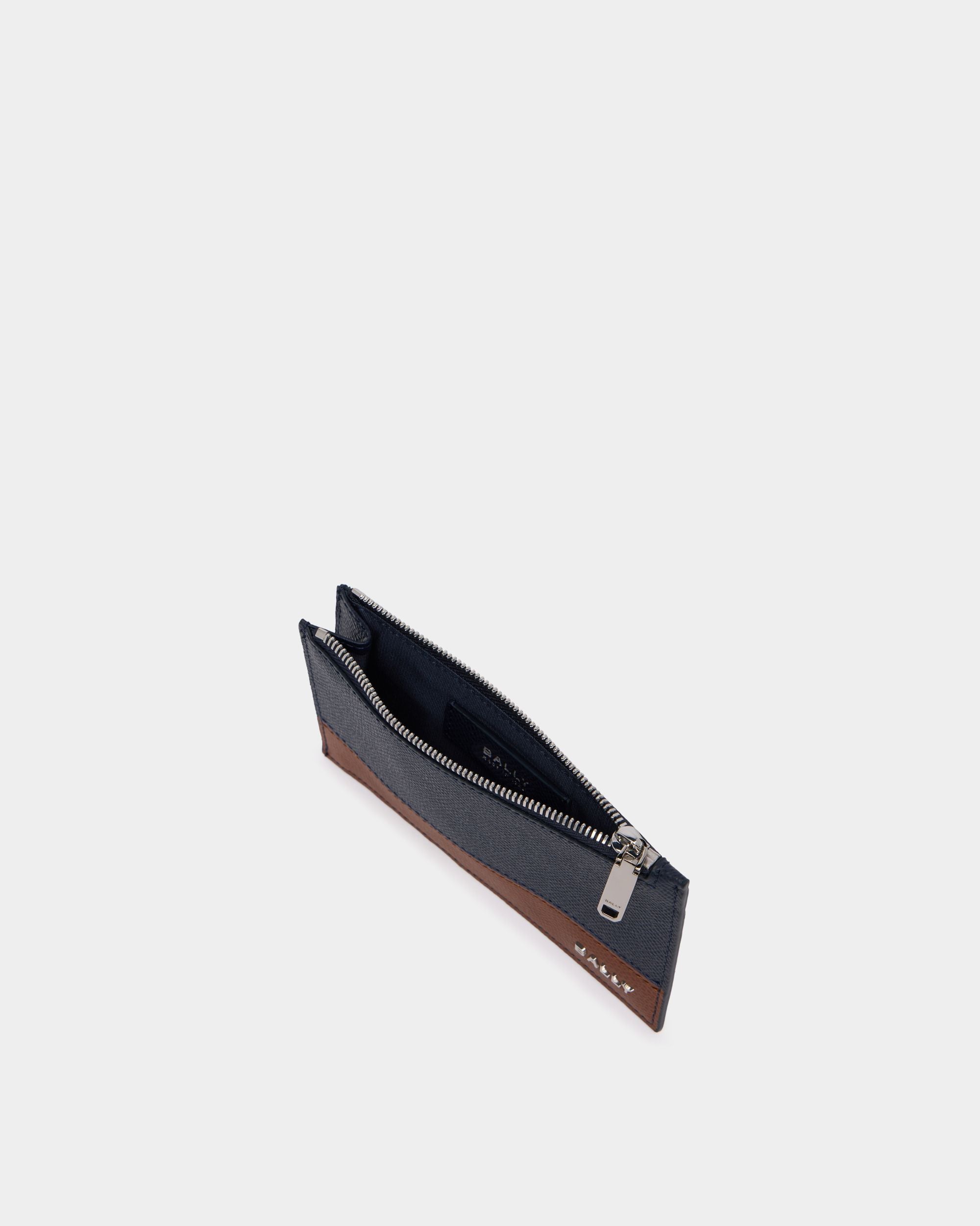 Bally Global - Bally Essential Card Holder in Navy Blue Grained Leather - Blue