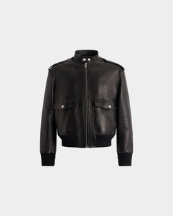 Cazadora Motera De Piel Negra