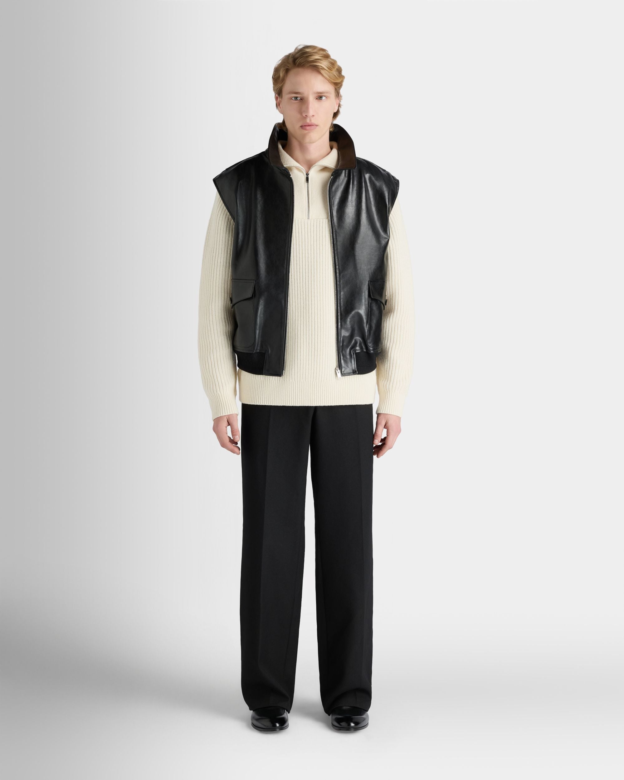 Bally Global - Chaleco De Piel Negra - Negro