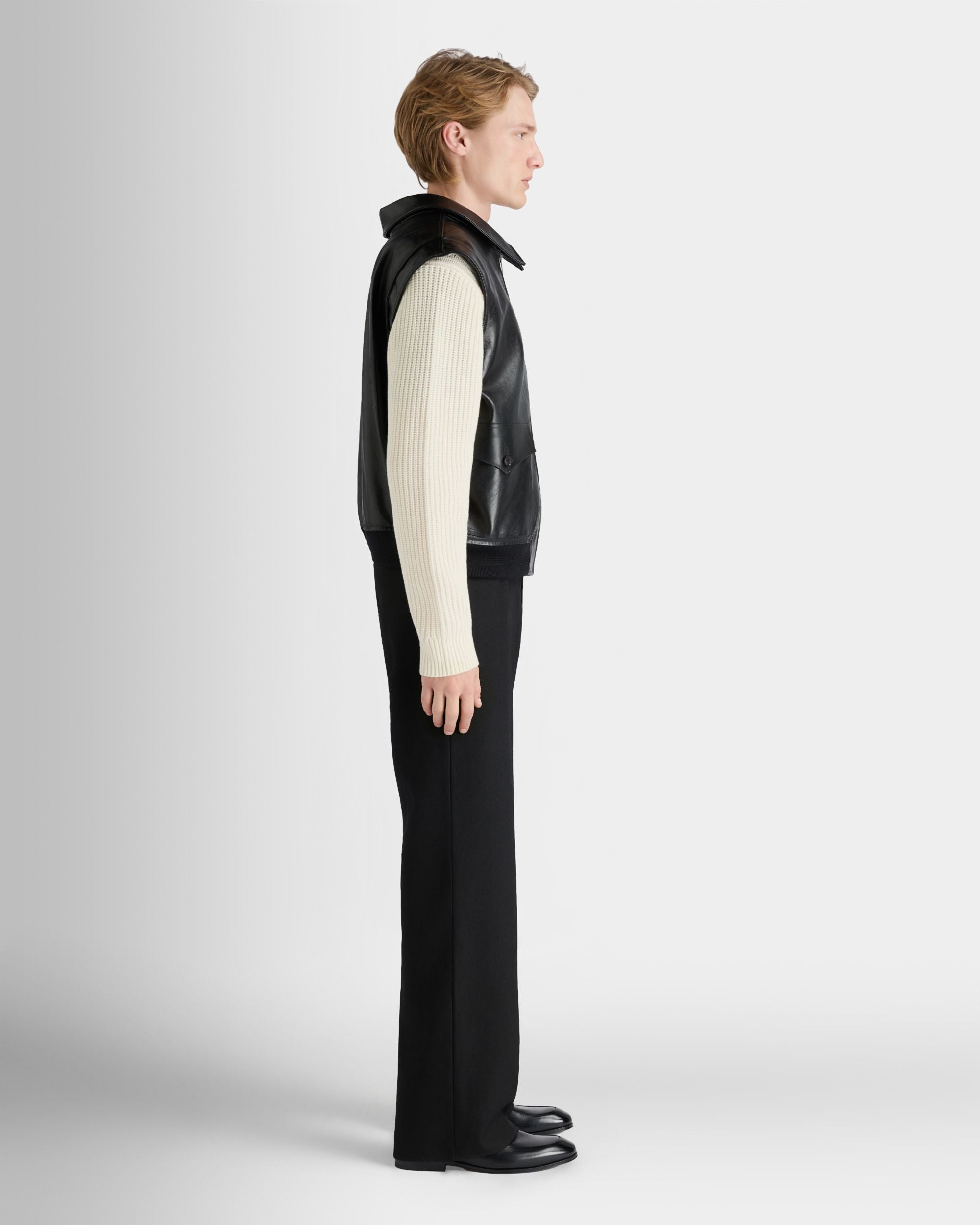 Bally Global - Chaleco De Piel Negra - Negro