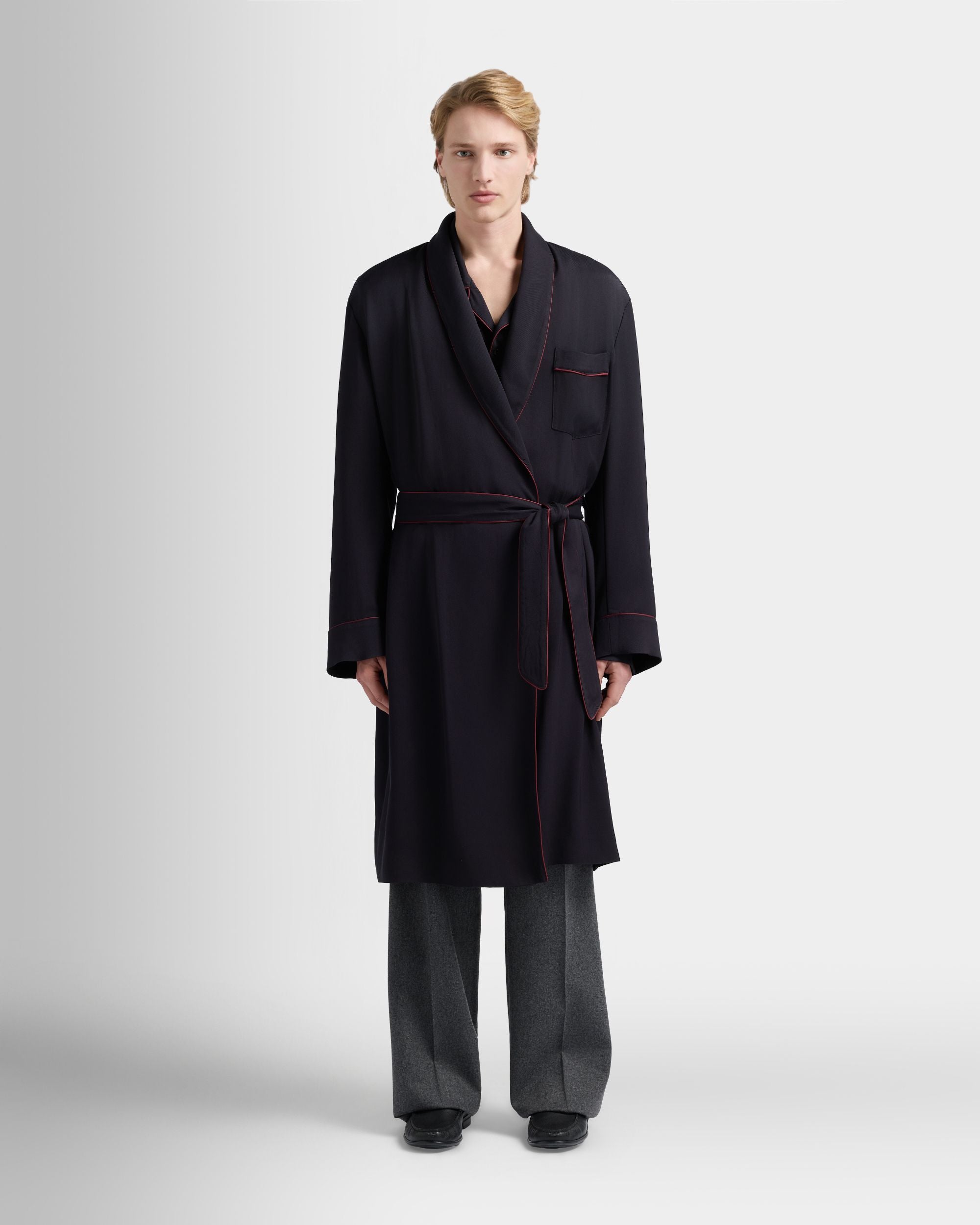 Bally Global - Christmas Capsule Robe in Navy Blue Twill - Blue