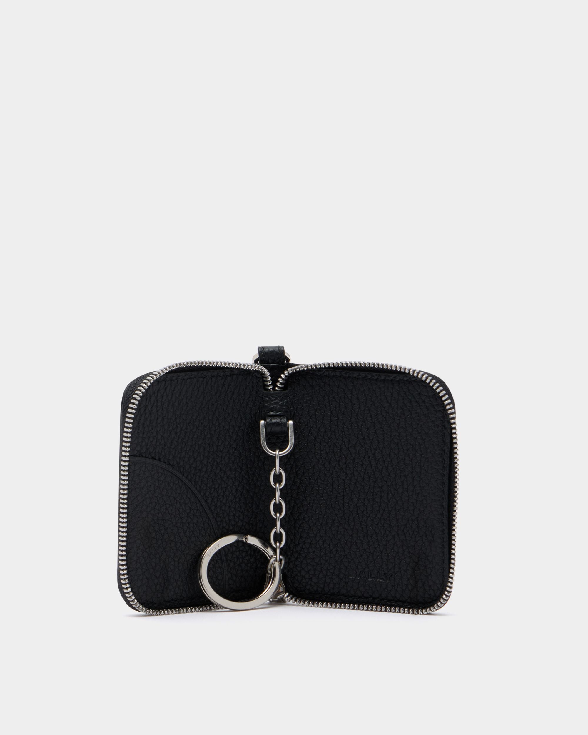Men's Black Ribbon Key Holder in Black Grained Leather | Bally Global