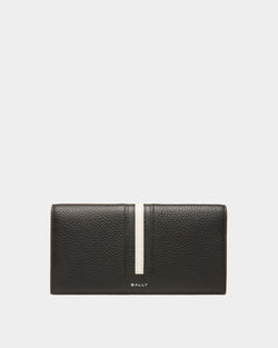 Ribbon Continental Wallet In Black Leather