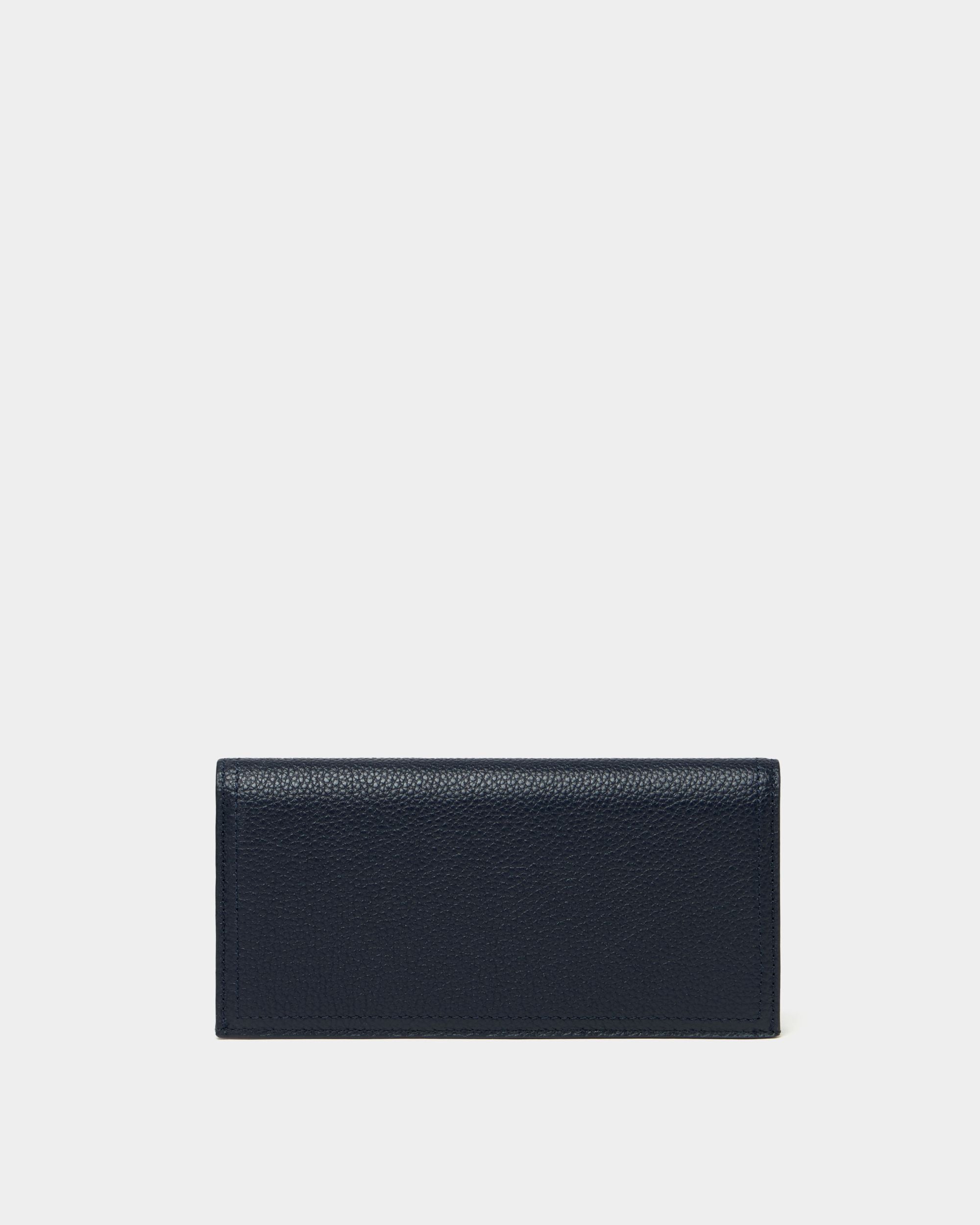 Bally Global - Capitol Continental Wallet in Navy Blue Grained Leather - Blue