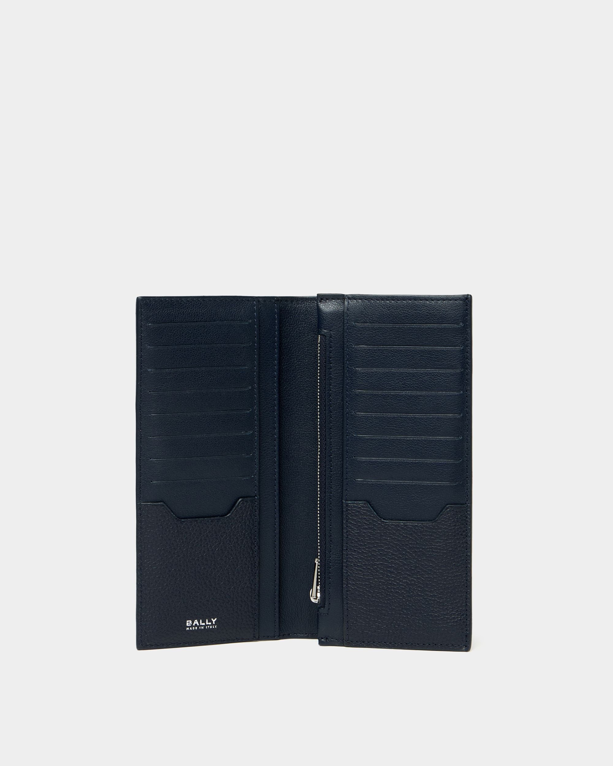 Bally Global - Capitol Continental Wallet in Navy Blue Grained Leather - Blue