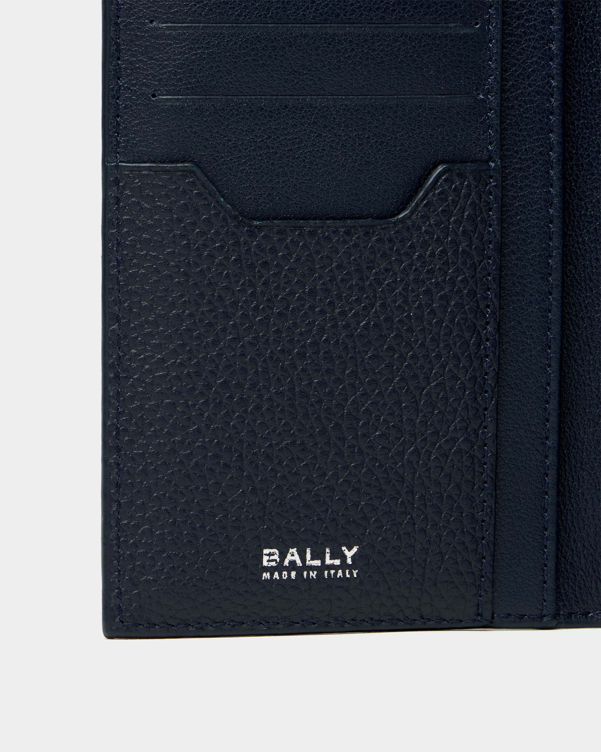 Bally Global - Capitol Continental Wallet in Navy Blue Grained Leather - Blue