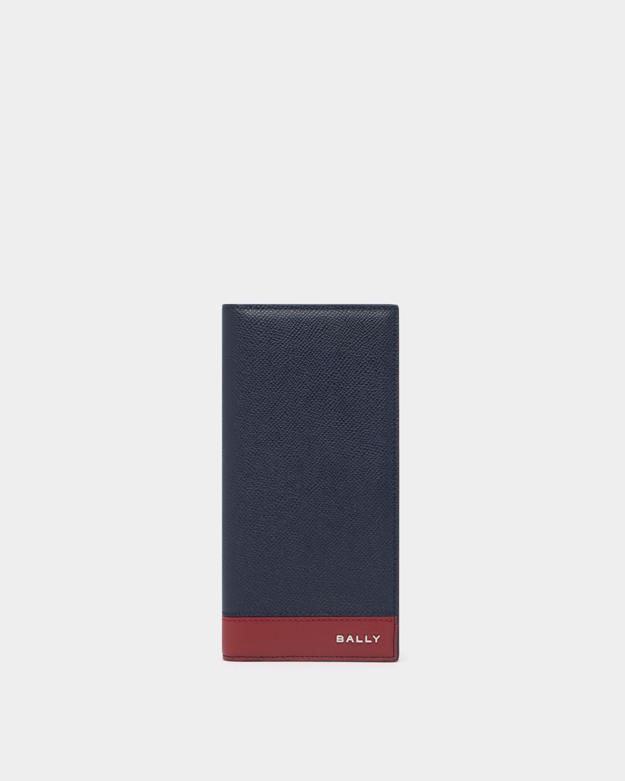 Bally Global - Portefeuille continental Bally Essential en cuir grainé Navy Blue - Bleu