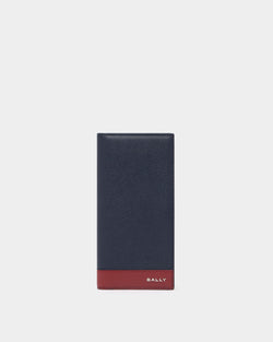 Portefeuille continental Bally Essential en cuir grainé Navy Blue