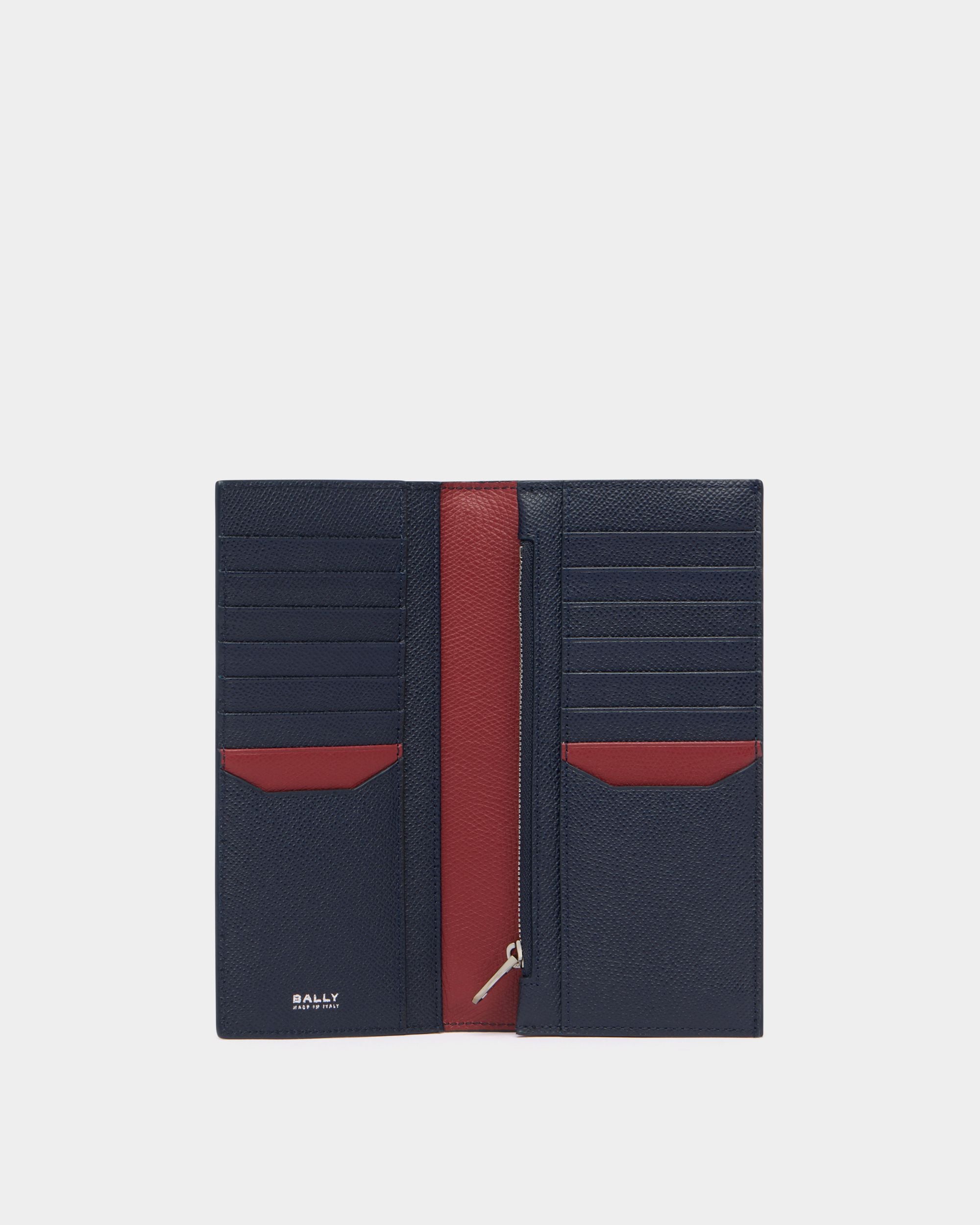 Bally Global - Portefeuille continental Bally Essential en cuir grainé Navy Blue - Bleu