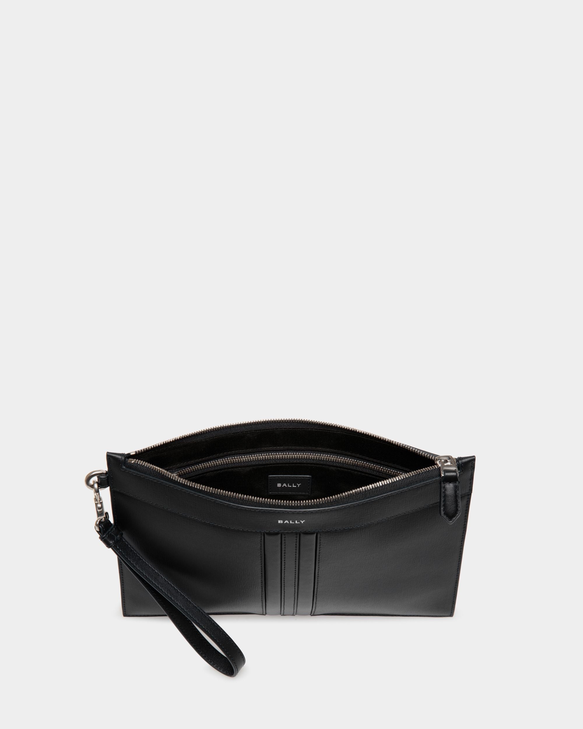 Bally Global - Mythos Pochette in Black Recycled Leather - Black