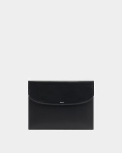 Capitol Flap Bag in Black Grained Leather