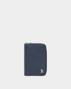 Cartera De Piel Repujada Azul