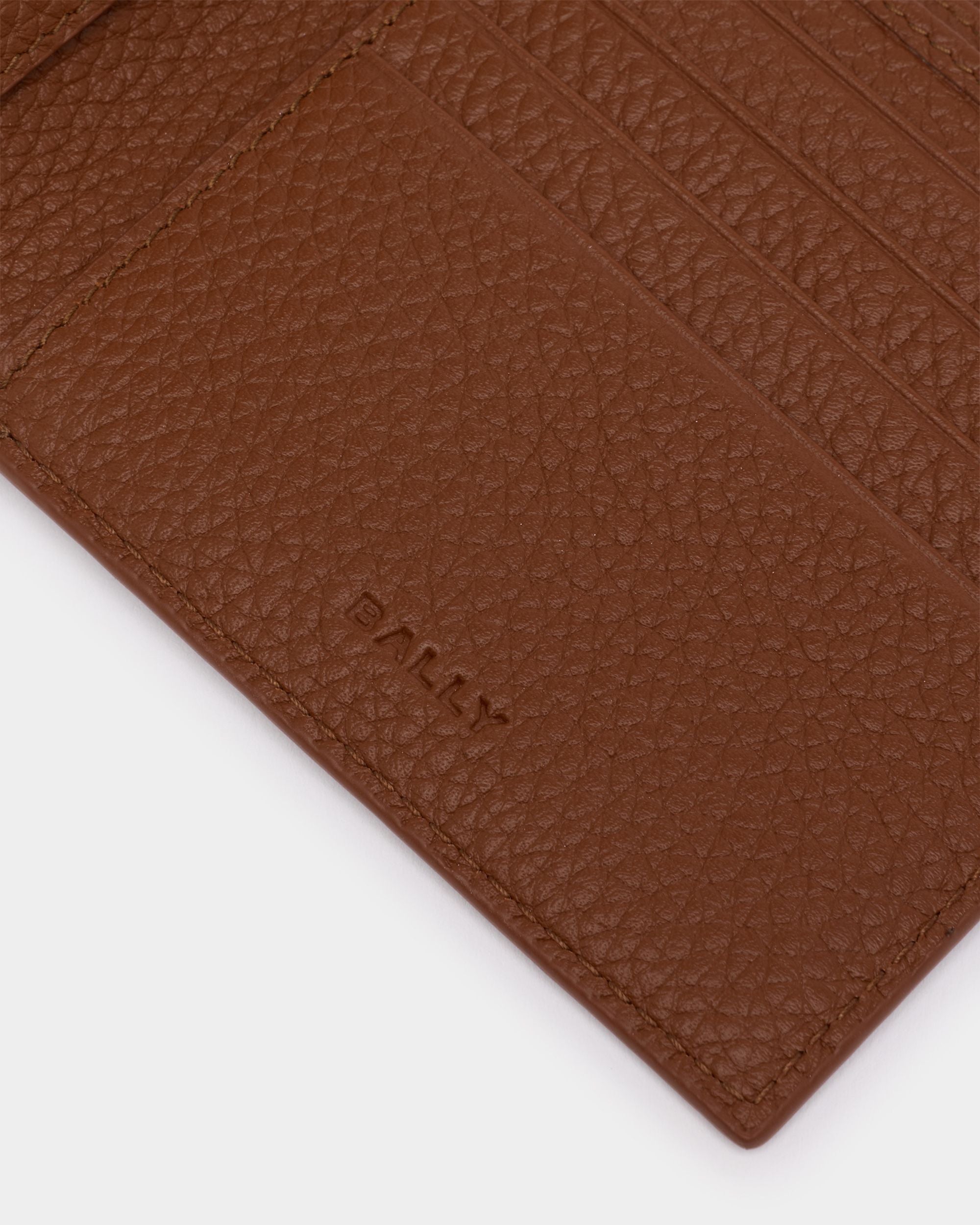 Bally Global - Ribbon Wallet in Amber Brown Grained Leather - Brown