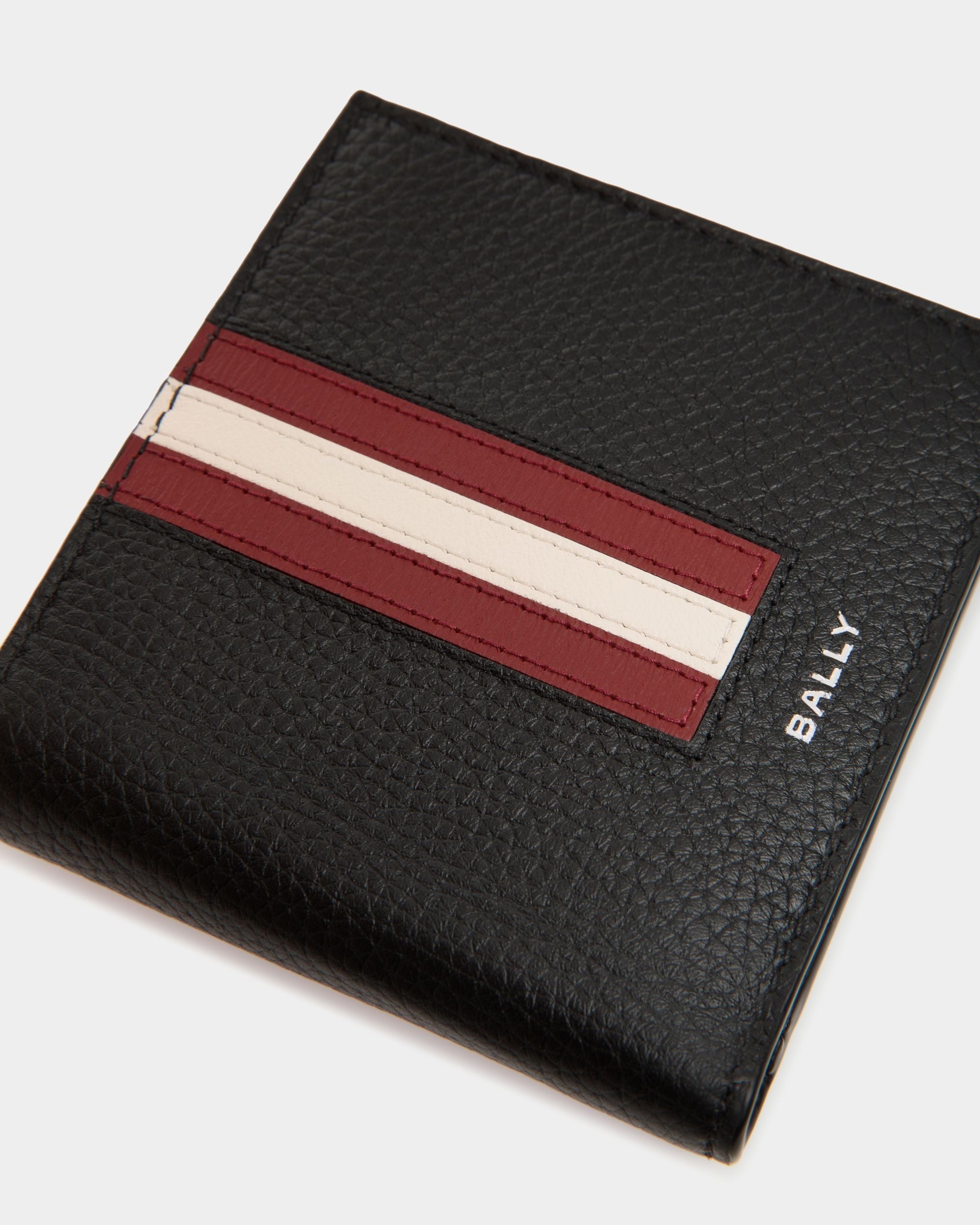 Bally Global - Ribbon Bifold In Black Grained Leather - Negro