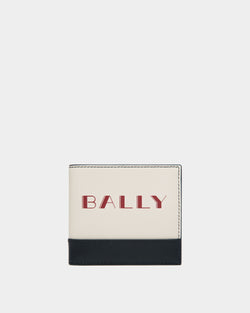 Cartera Plegable Summer Capsule De Piel Blanca Y Navy Blue