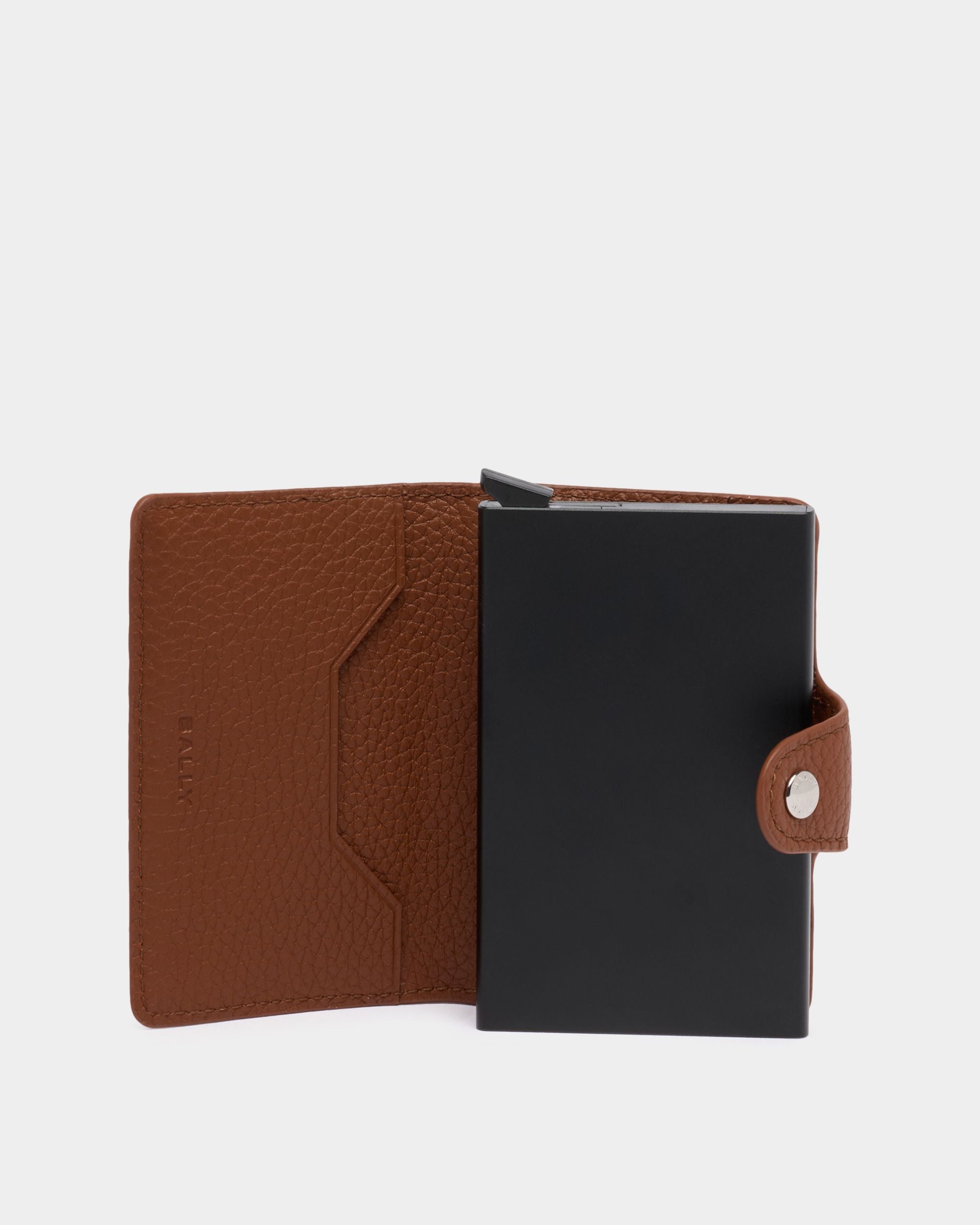 Bally Global - Ribbon Smart Wallet in Amber Brown  Grained Leather - Brown
