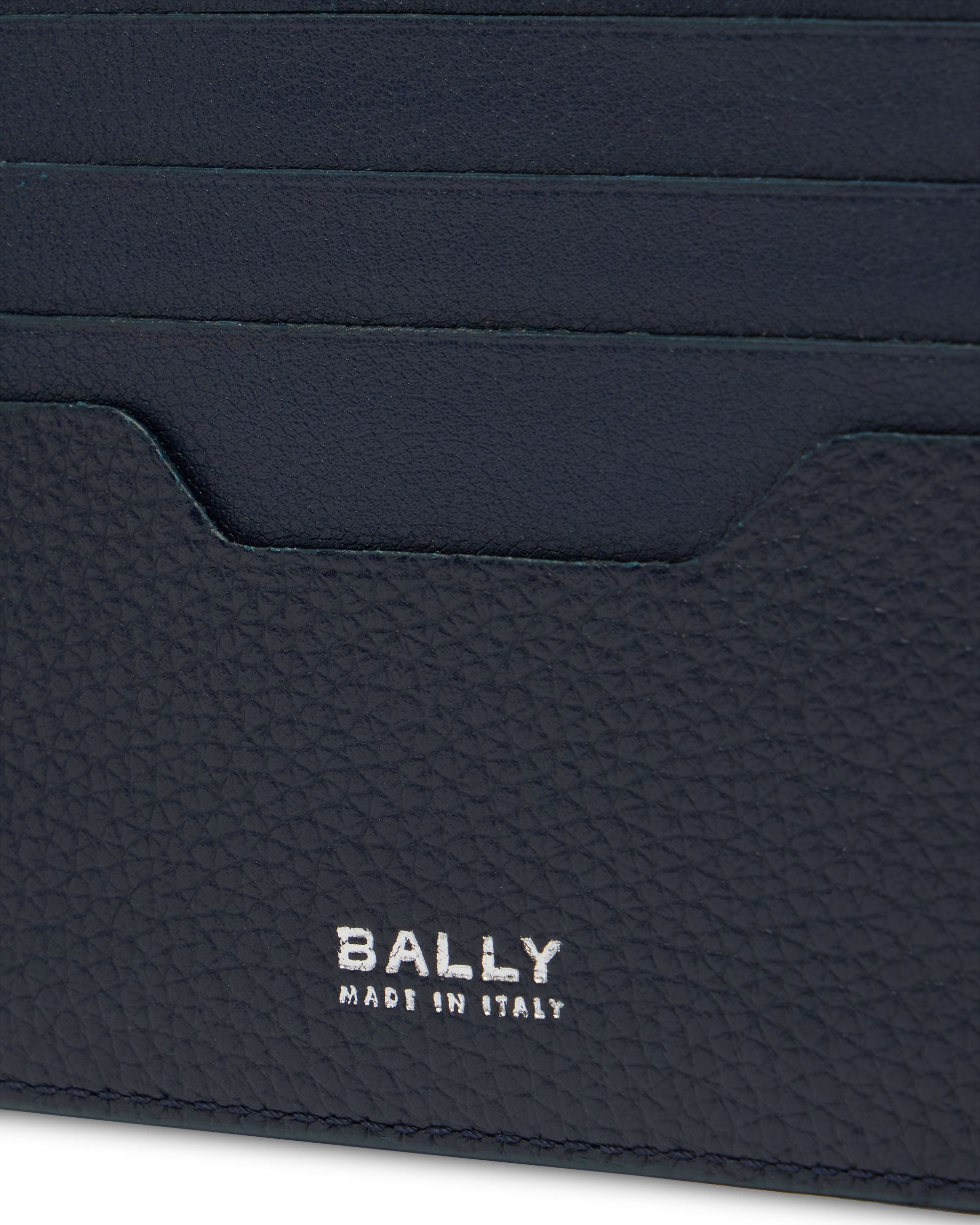 Bally Global - Capitol Wallet in Navy Blue Grained Leather - Blue