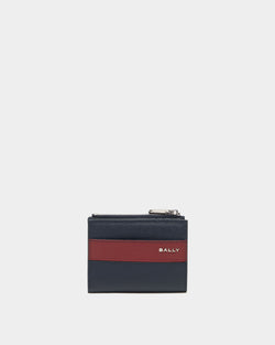 Zweiteilige Bally Essential Geldbörse aus genarbtem Leder in Navy Blue