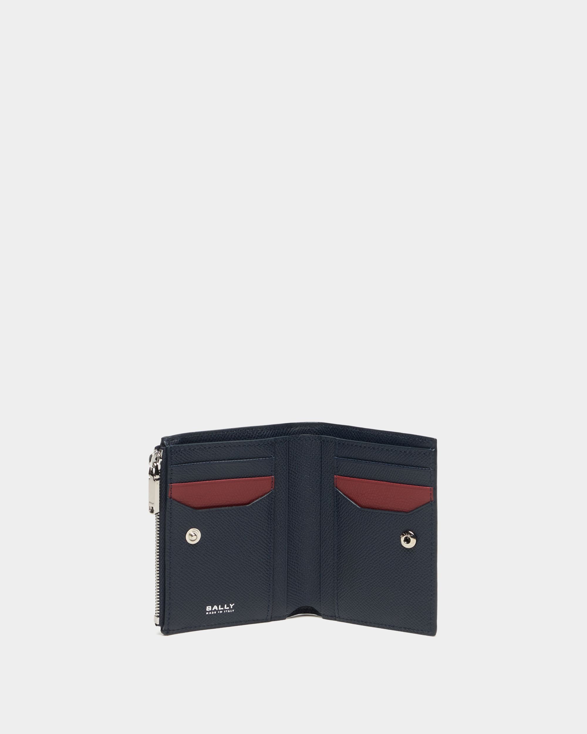 Bally Global - Zweiteilige Bally Essential Geldbörse aus genarbtem Leder in Navy Blue - Blue