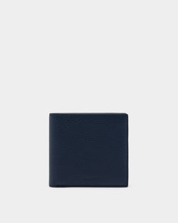 York Bifold Wallet in Navy Blue Grained Leather