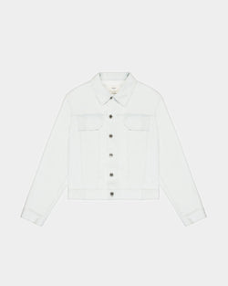 Veste En Denim De Coton Blanc Délavé