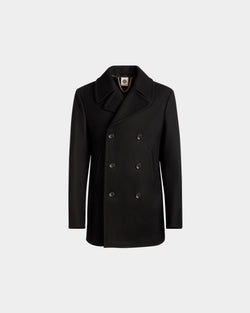 Adrien Brody Travel Collection Peacot In Black Wool Blend