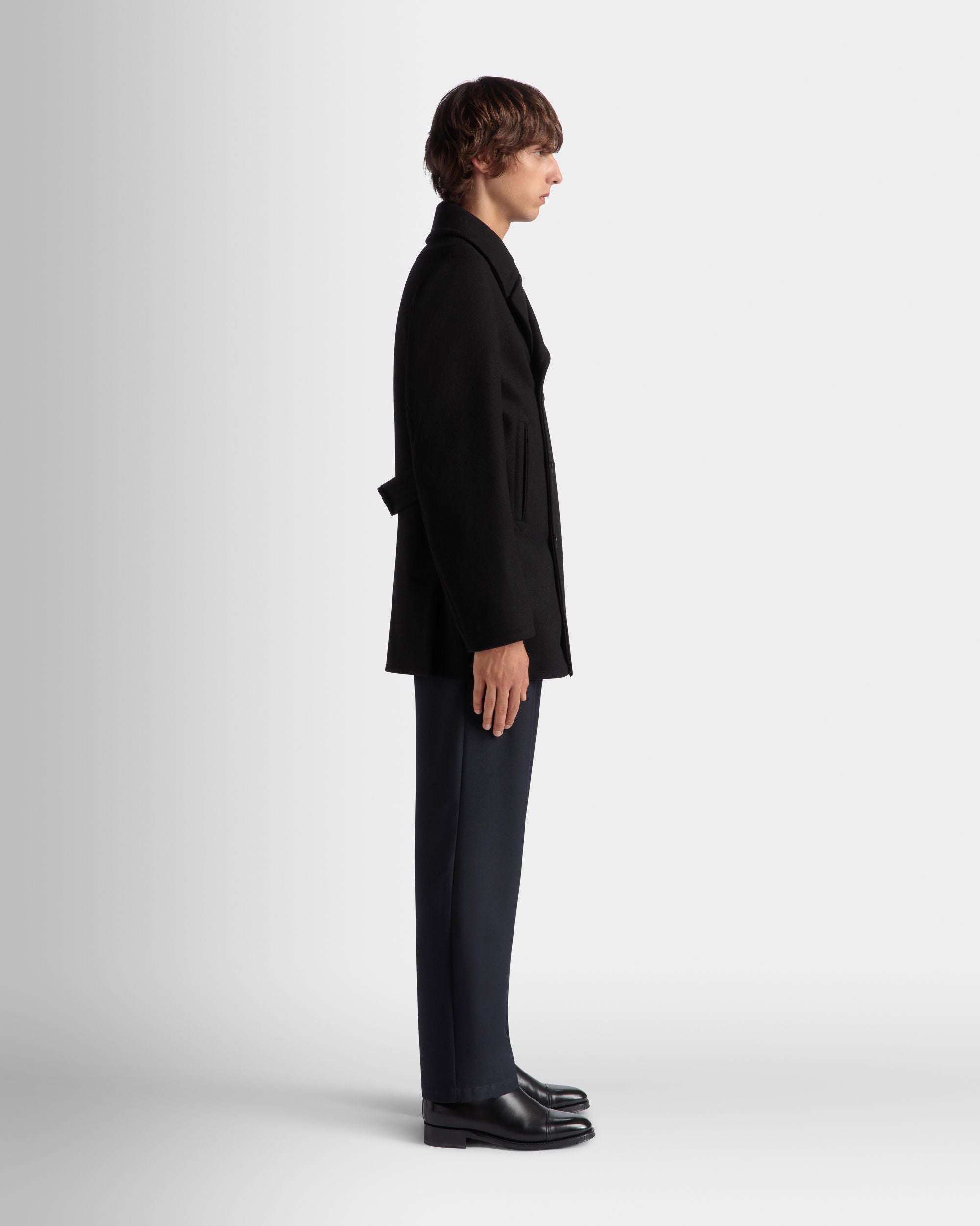 Bally Global - Adrien Brody Travel Collection Peacot In Black Wool Blend - Black