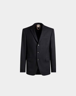 Adrien Brody Travel Collection Single-Breasted Blazer In Navy Blue Wool