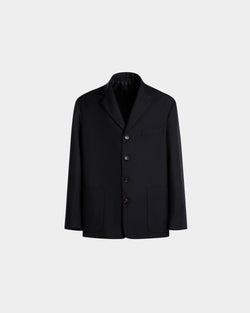 Jacket in Navy Blue Wool Blend