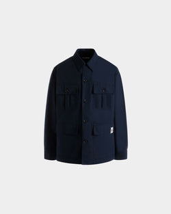 Veste De Treillis En Coton Mélangé Navy Blue