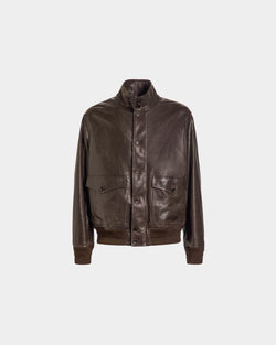 Blouson Jacket in Ebano Leather