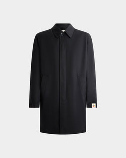 Car Coat in a Navy Blue Cotton Polyester Blend