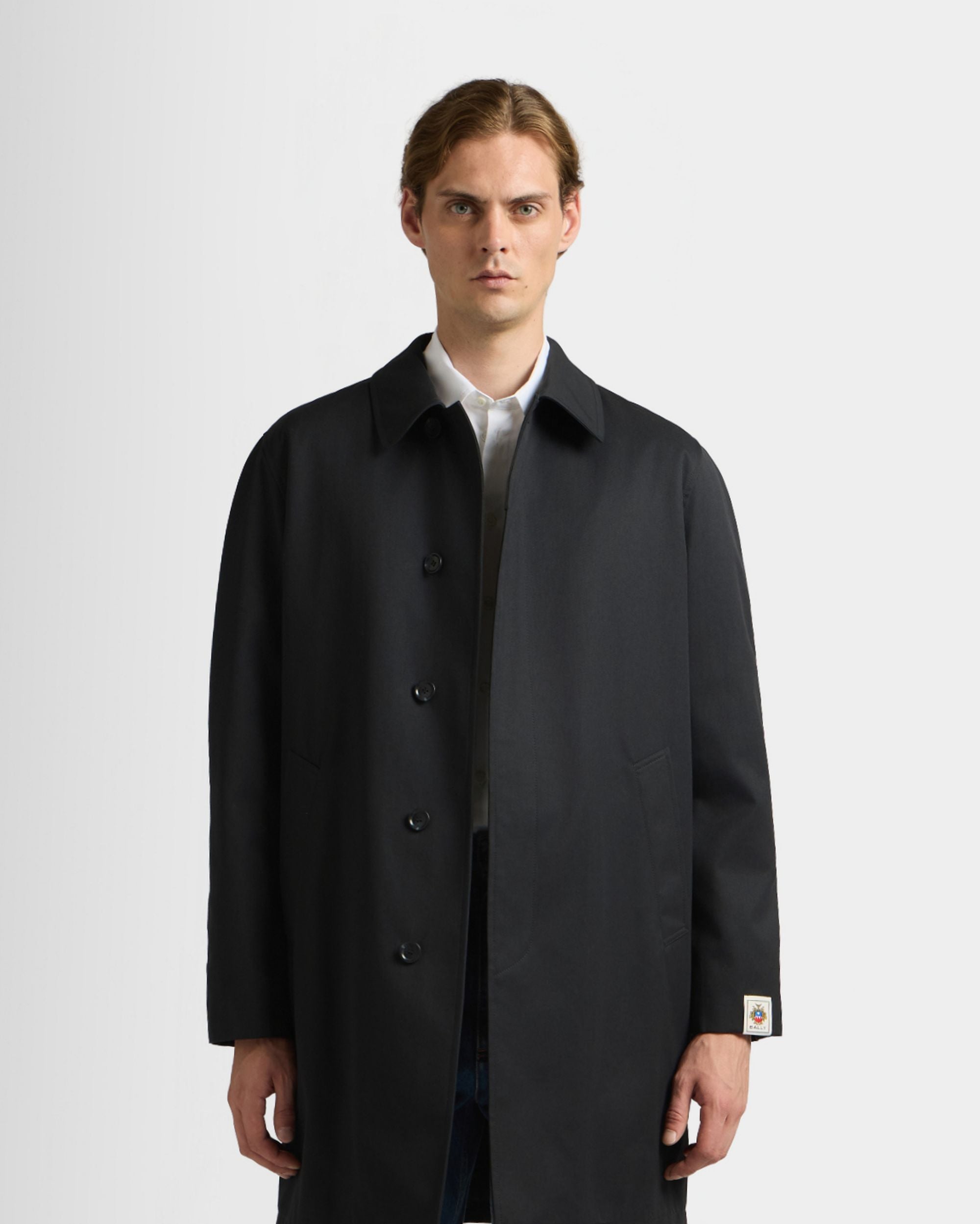 Bally Global - Car Coat in a Navy Blue Cotton Polyester Blend - Blue
