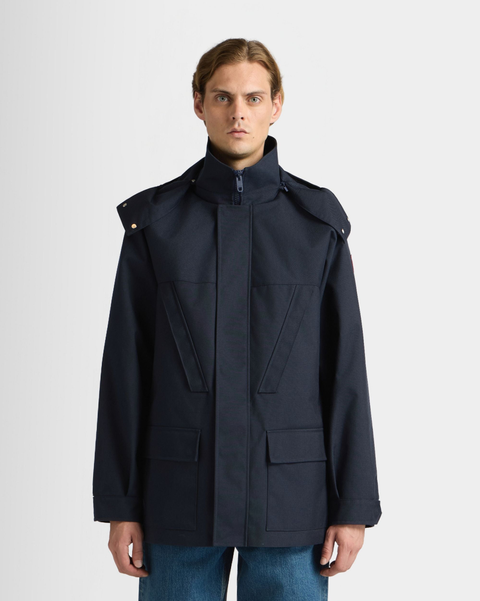 Bally Global - Medium Length Parka in Navy Blue Nylon - Blue