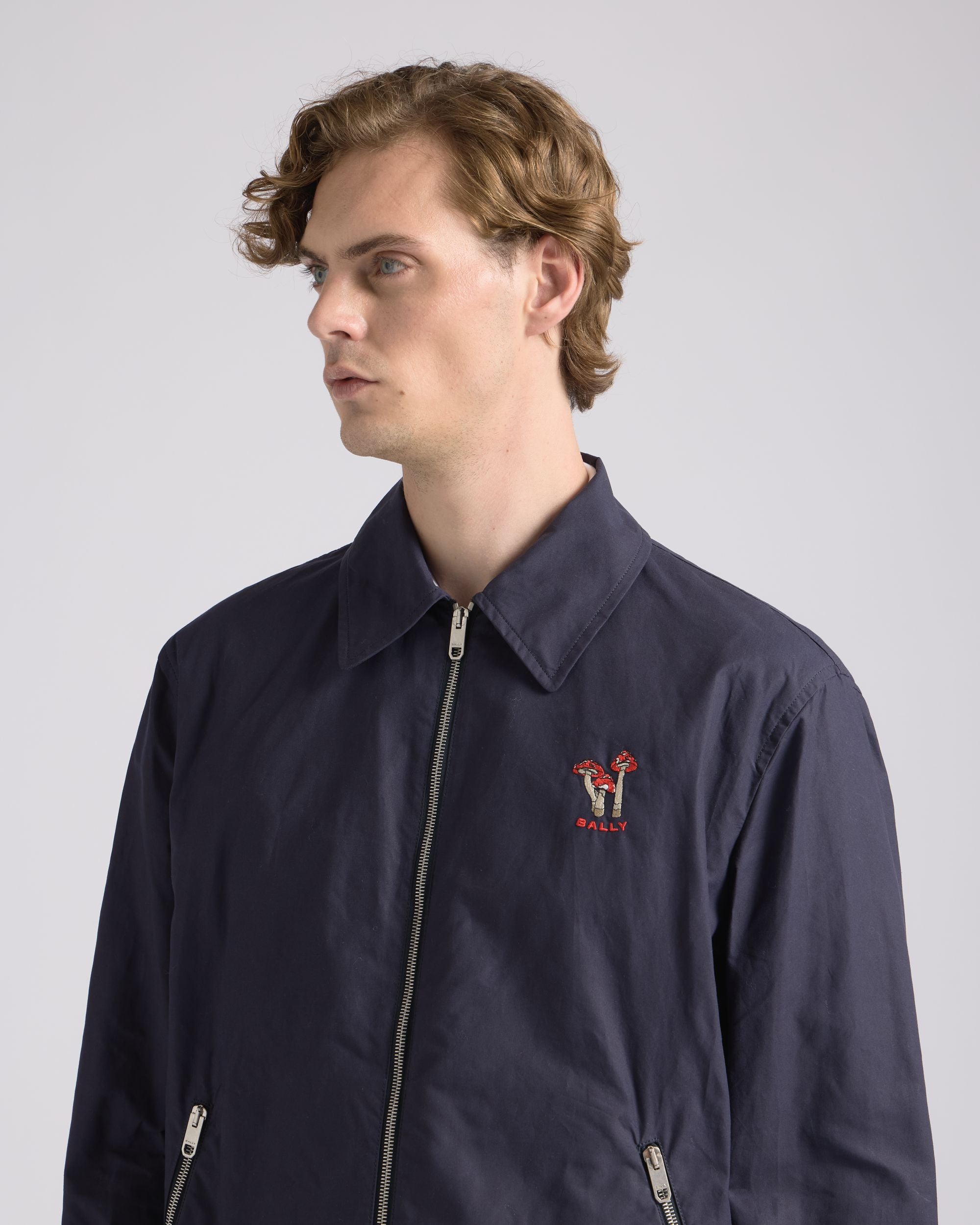 Bally Global - Blouson With Enchanting Mushrooms in Navy Blue Cotton - Blue