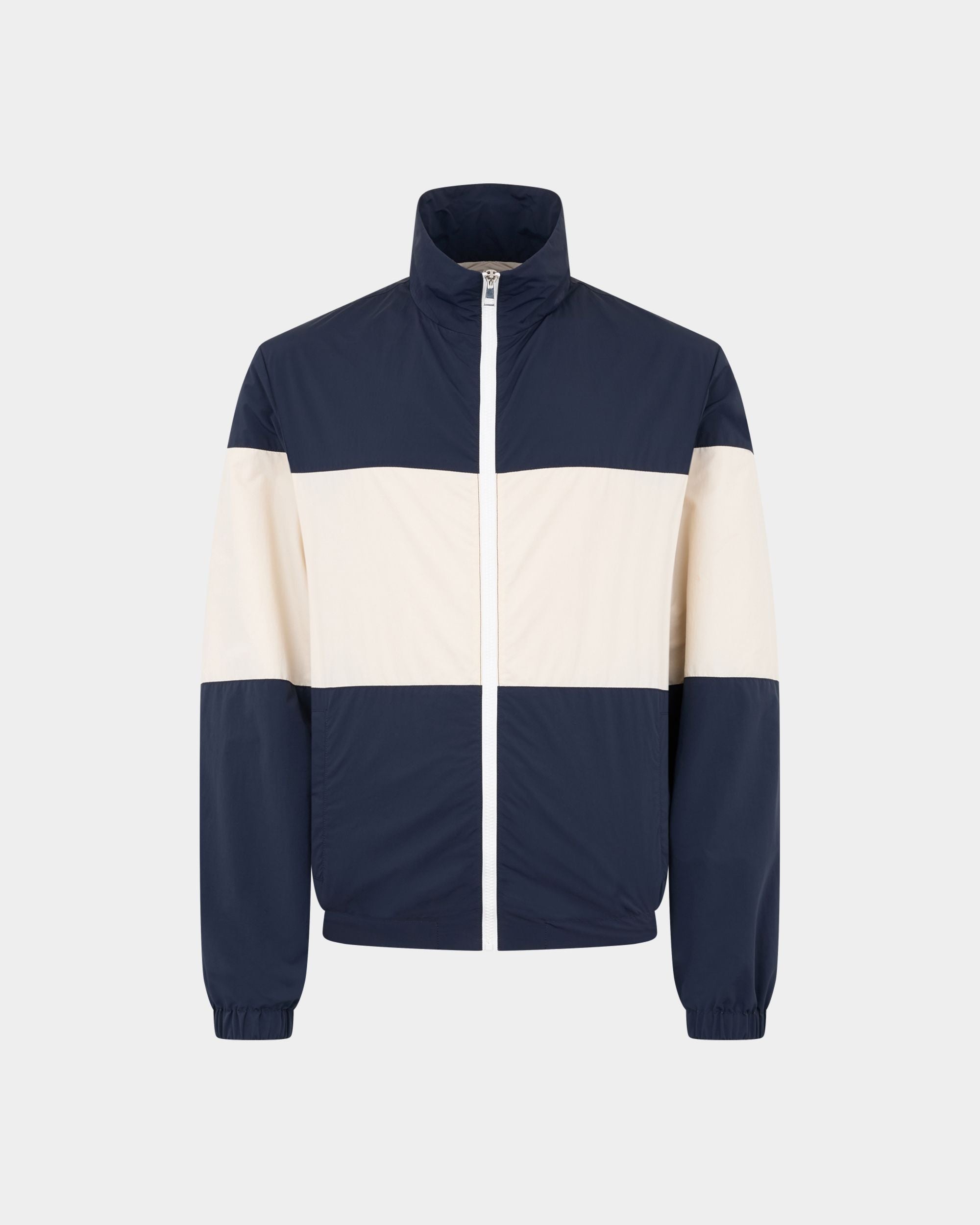 Bally Global - Bomberjacke aus Nylon in Marineblau und Weiß mit Maxi-Bally-Ribbon - Multicolor