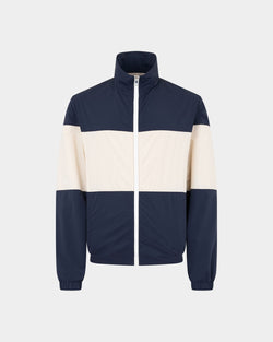 Bomberjacke aus Nylon in Marineblau und Weiß mit Maxi-Bally-Ribbon