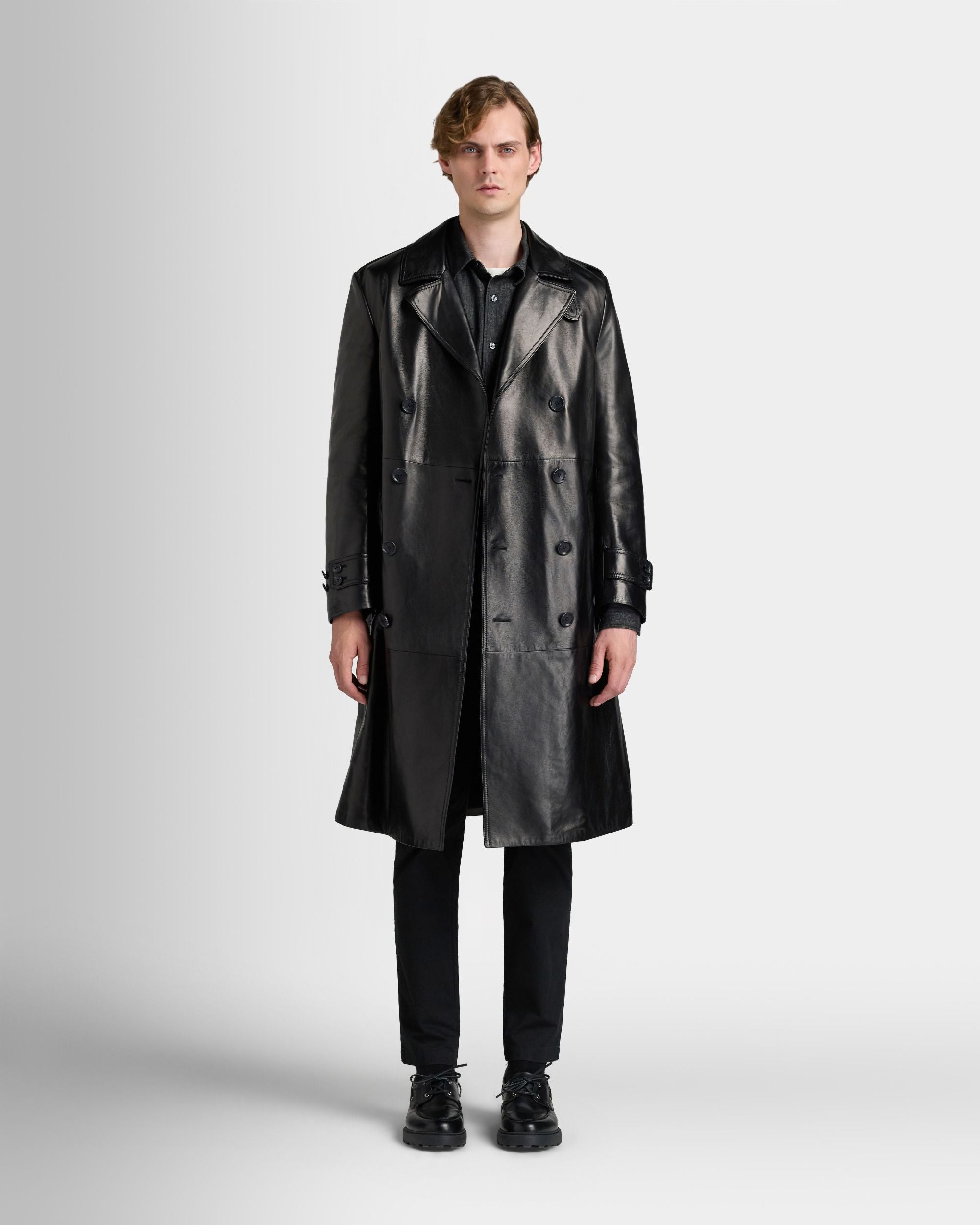 Bally Global - Trench Coat in Black Leather - Black