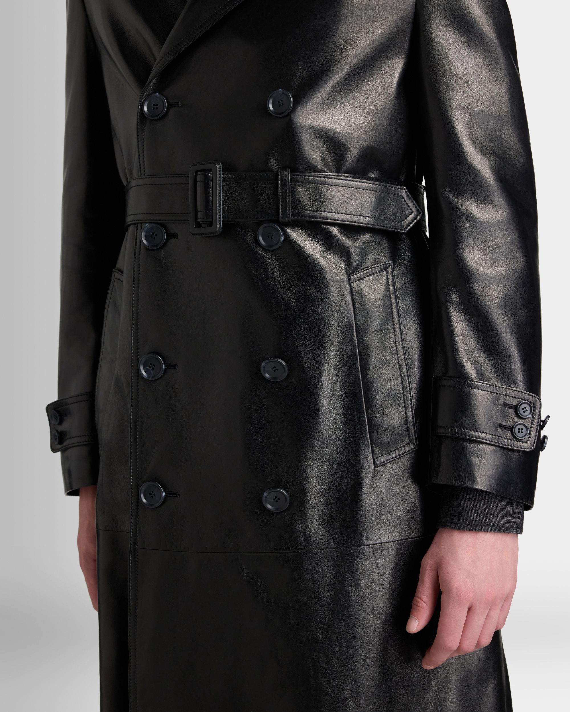Bally Global - Trench Coat in Black Leather - Black
