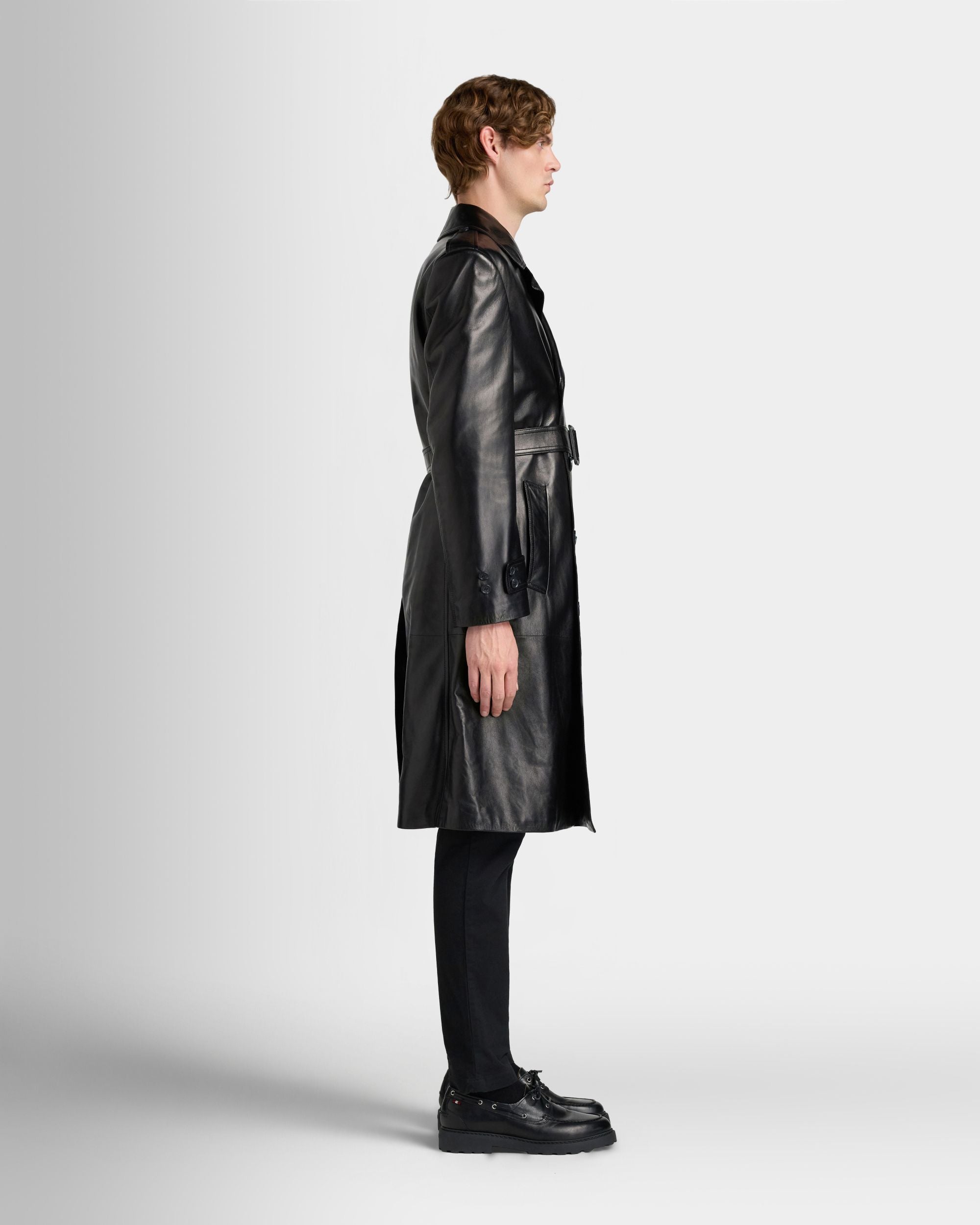 Bally Global - Trench Coat in Black Leather - Black