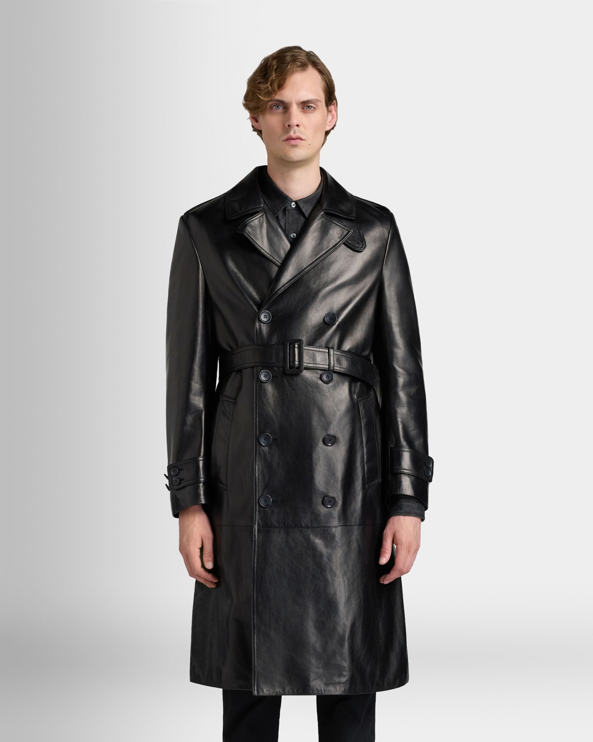 Bally Global - Trench Coat in Black Leather - Black