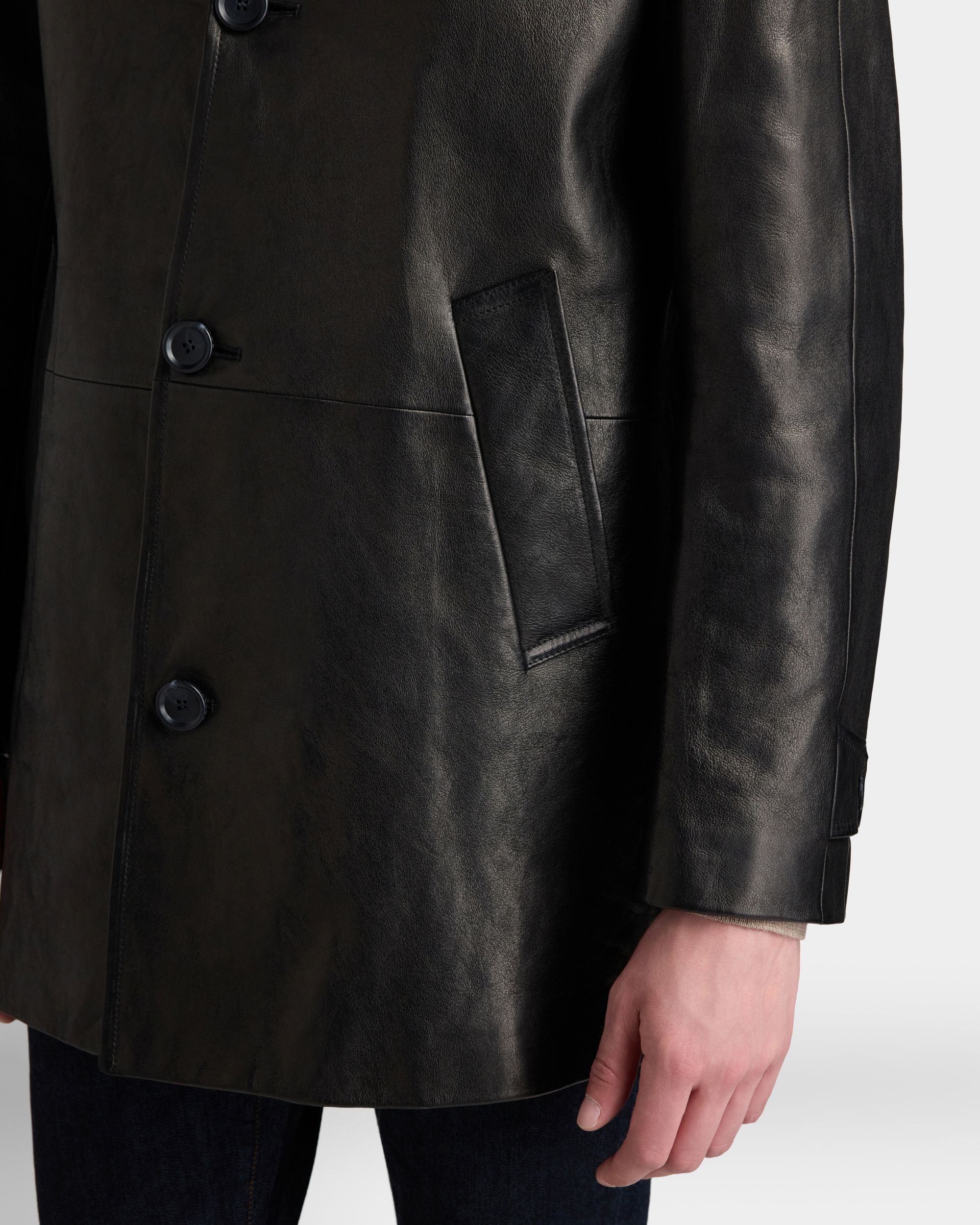 Bally Global - Car Coat in Black Leather - Black