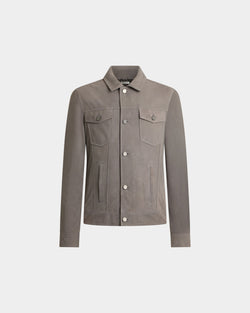 Trucker Jacket in Dark Grey Suede