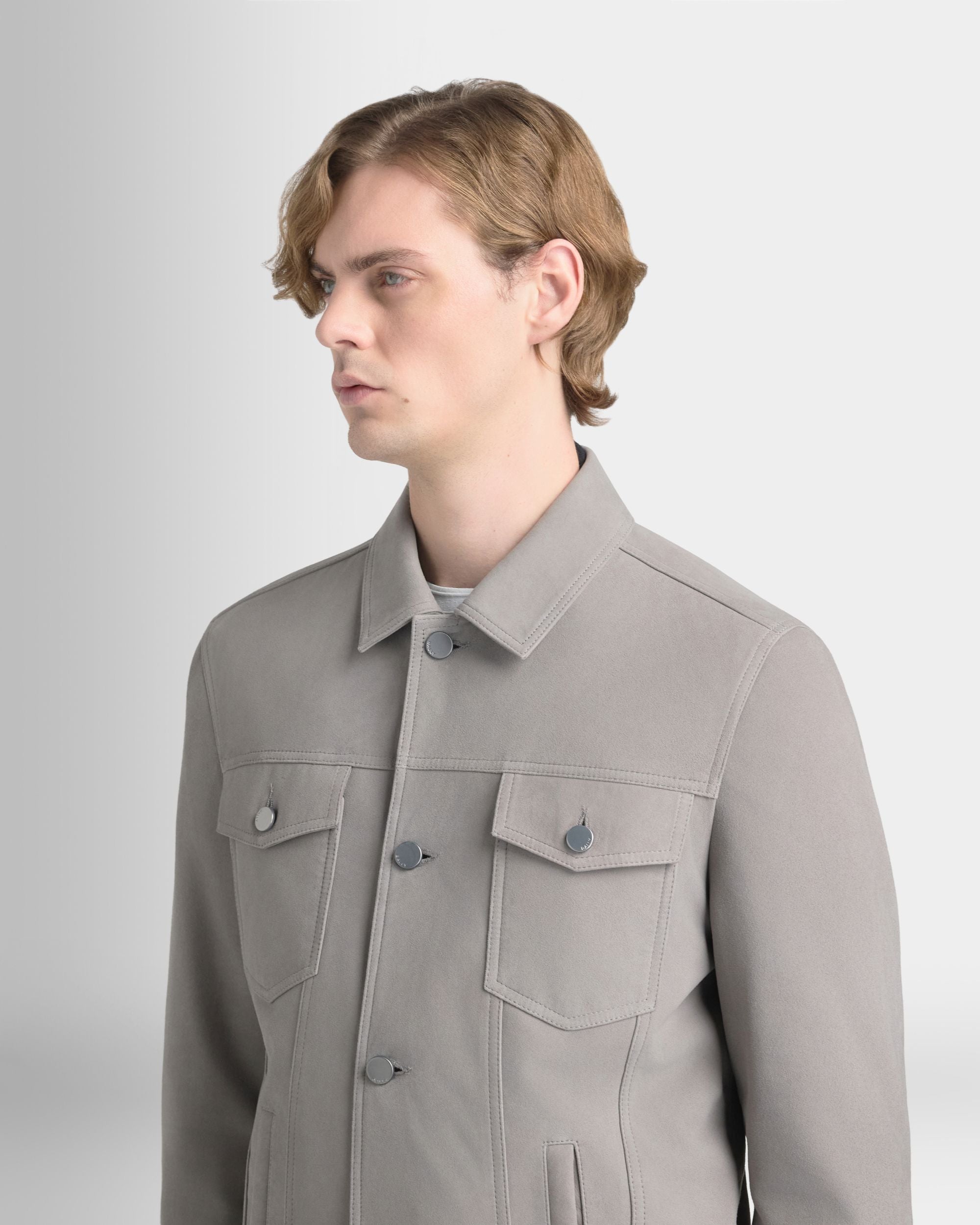 Bally Global - Cazadora vaquera de ante gris oscuro - Gris