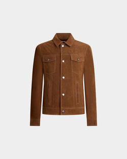 Trucker Jacket in Brown Suede