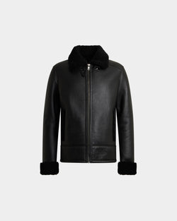 Shearling Jacket in Black Leather