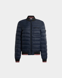 Light Puffer Jacket in Navy Blue Nylon