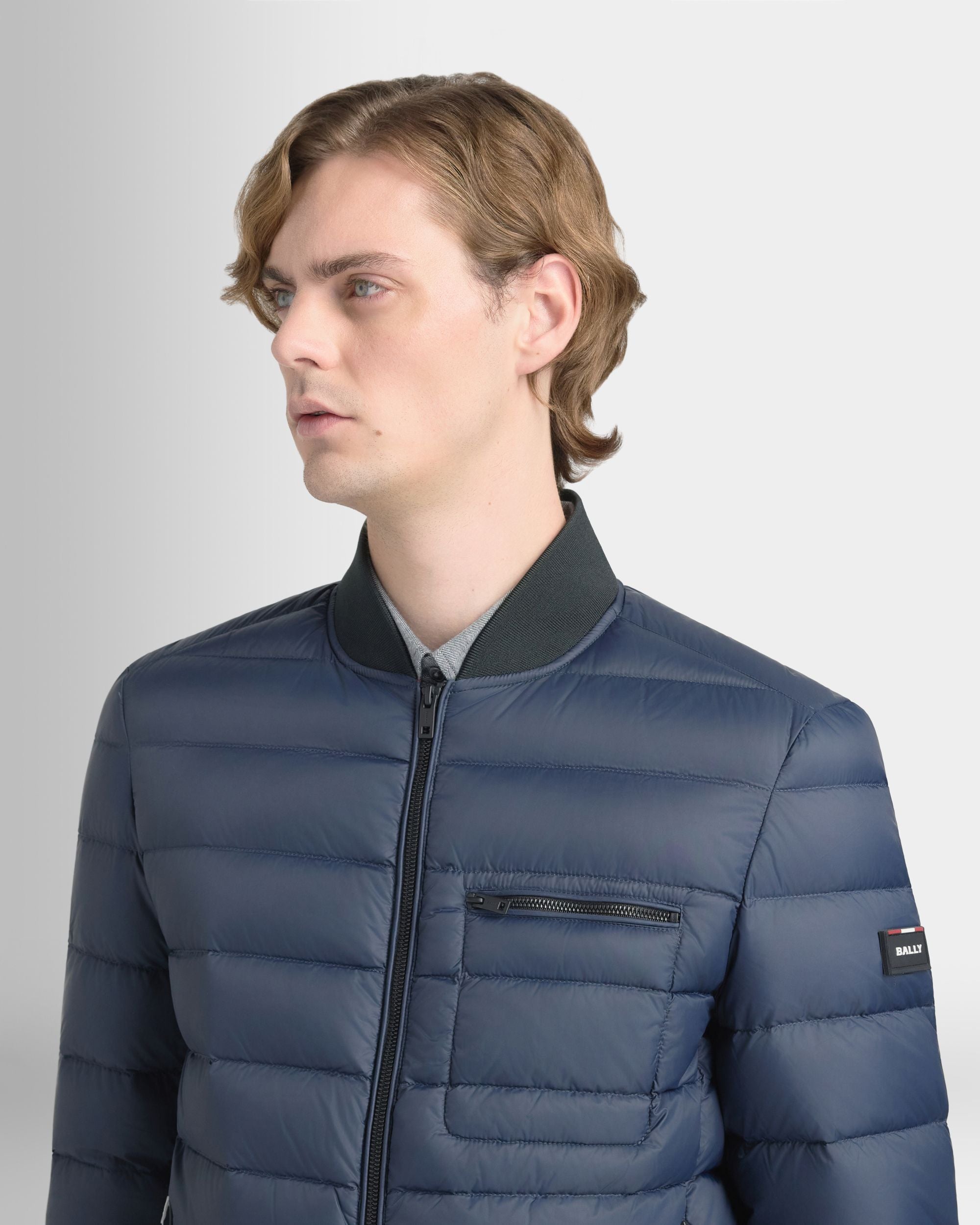 Bally Global - Light Puffer Jacket in Navy Blue Nylon - Blue