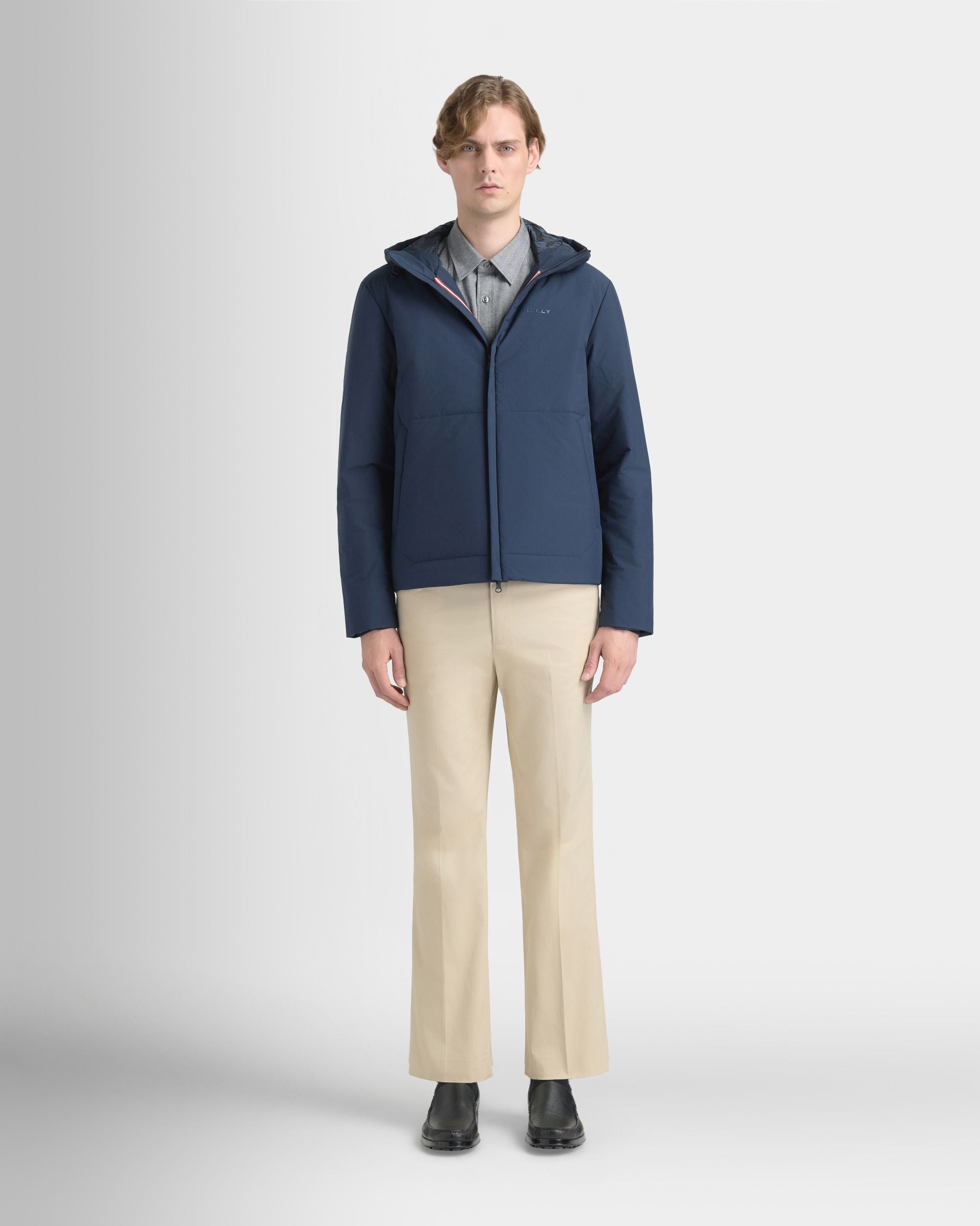 Bally Global - Padded Windbreaker in Navy Blue Recycled Polyester - Blue