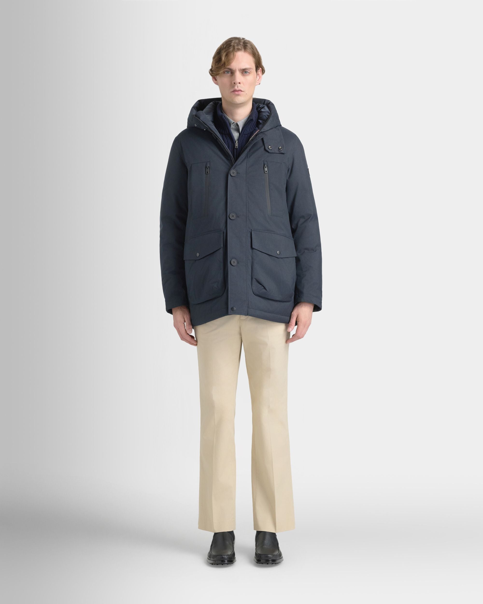 Bally Global - Medium Length Parka in Navy Blue Polyester - Blue